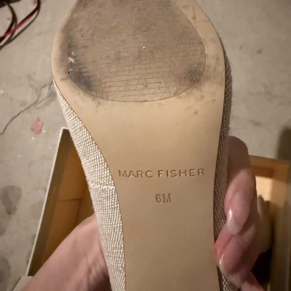 Marc Fisher Cream Textured Block Heels - Picture 3 of 3